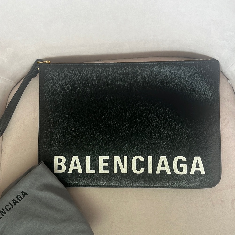 Balenciaga leather  clutch